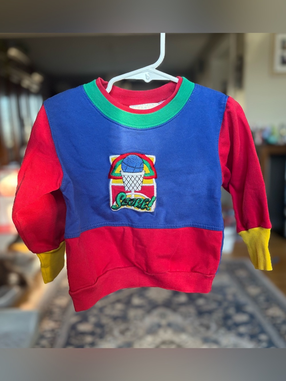Kids Colorblock Vintage Basketball Pullover Sweatshirt